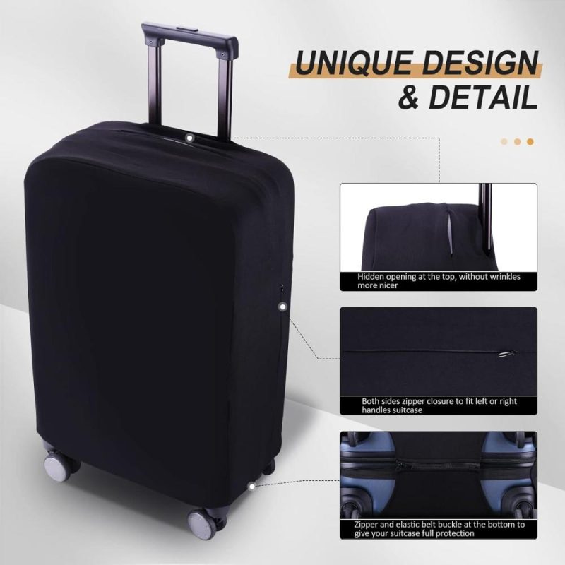 Suitcases | Rainvillage Travel Luggage Cover Suitcase Protector Scratch-Resistant Fit 19-31 Inch Suitcase, Not Included Suitcase (Black, 2Xl(30-31Inch)) Luggage Black