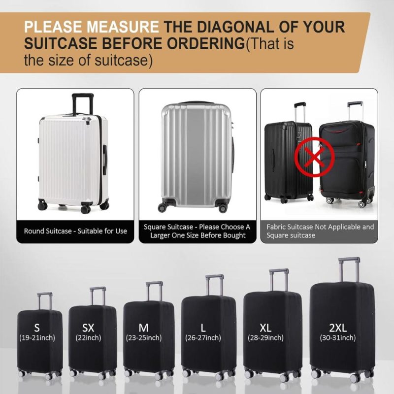 Suitcases | Rainvillage Travel Luggage Cover Suitcase Protector Scratch-Resistant Fit 19-31 Inch Suitcase, Not Included Suitcase (Black, 2Xl(30-31Inch)) Luggage Black