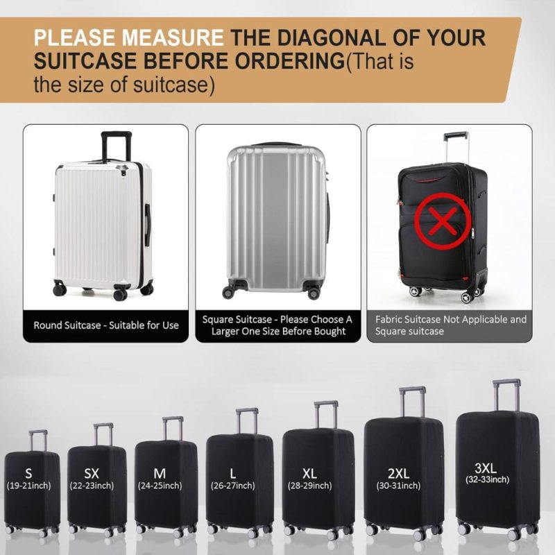 Suitcases | Rainvillage Travel Luggage Cover Suitcase Protector Scratch-Resistant Fit 19-31 Inch Suitcase, Not Included Suitcase (Black, 2Xl(30-31Inch)) Luggage Black