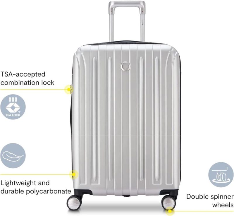 Suitcases | Titanium Hardside Expandable Luggage With Spinner Wheels, Silver, Checked-Medium 25 Inch Luggage Silver