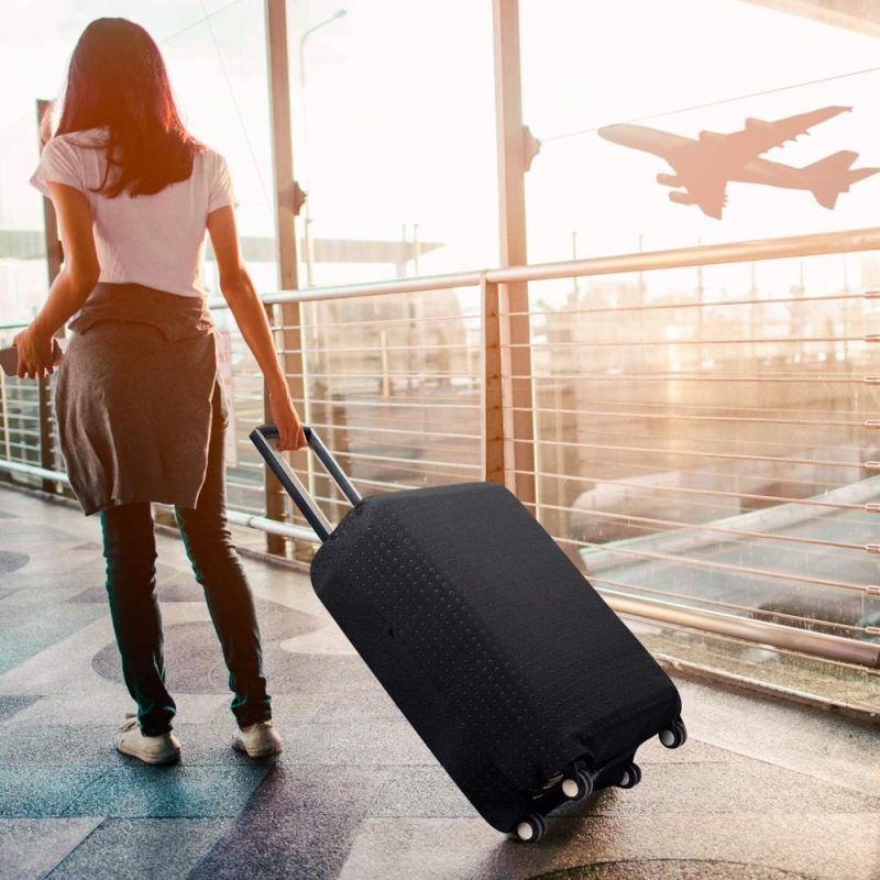 Suitcases | Water Resistant Print Trolley Case, Black, Size L: Fit 28-30 Inch Luggage Luggage Suitcases