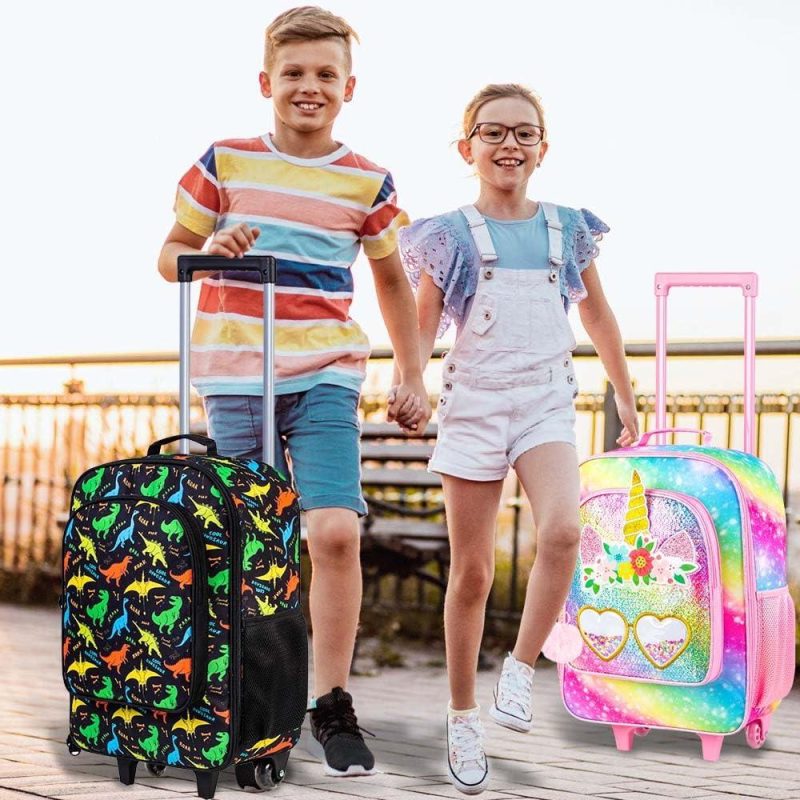 Kids’ Luggage | 2Pcs Kids Suitcase Set For Girls, 18" Cute Rainbow Sequin Unicorn Carry On Luggage With Wheels, Children Travel Rolling With 12" Toddler Backpack Kids' Luggage Kids' Luggage