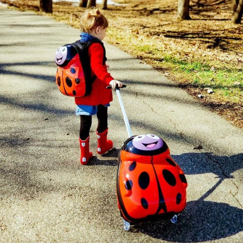 Kids’ Luggage | Kids Carry-On Upright Luggage Suitcase And Backpack Set – Smooth Rolling Wheels – Ladybug Kids' Luggage Kids' Luggage