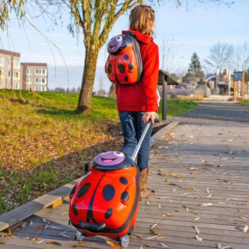 Kids’ Luggage | Kids Carry-On Upright Luggage Suitcase And Backpack Set – Smooth Rolling Wheels – Ladybug Kids' Luggage Kids' Luggage