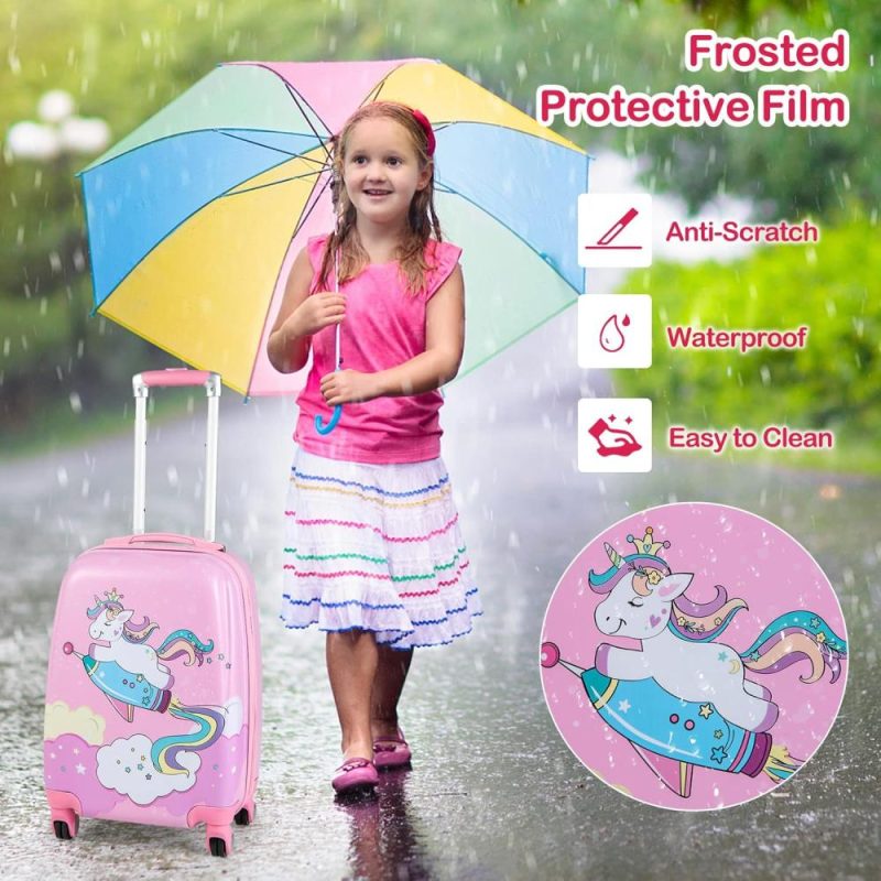 Kids’ Luggage | Kids Luggage Set, 12’’ Travel Backpack And 18’’ Carry On Suitcase With Wheels For Children Boys Girls, 2 Pcs Rolling Spinner Trolley Case Gift For Toddlers (Pink Unicorn) Kids' Luggage Kids' Luggage