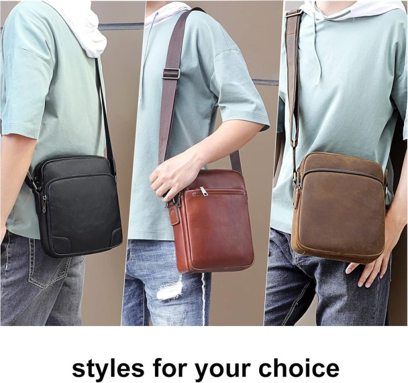 Messenger Bags | Leather Messenger Crossbody Shoulder Bag For Men Work Business Casual Adjustable Straps With Ykk Metal Zipper Messenger Bags Messenger Bags