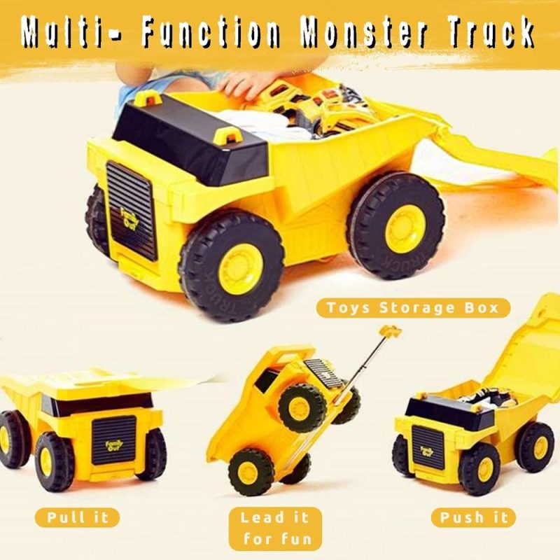 Kids’ Luggage | Monster Truck Design Kids Travel Suitcase Toddler Luggage With Wheels (Yellow) Kids' Luggage Kids' Luggage