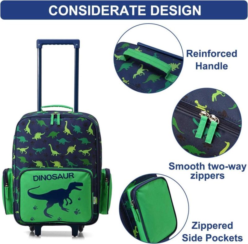 Kids’ Luggage | Rolling Luggage For Kids, Cute Travel Carry On Suitcase For Boys Toddlers/Children With Wheels 18Inch Dinosaur Kids' Luggage Cute Dinosaur