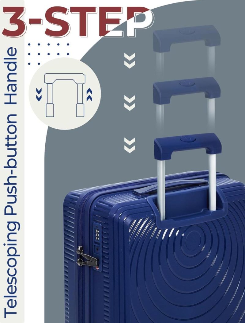 Luggage Sets | Concepten Luggage Sets 3 Piece, Suitcases With Wheels, Hardshell Suitcase Set, Pp Carry On Luggage Set With Tsa Lock, Travel Luggage Luggage Blue