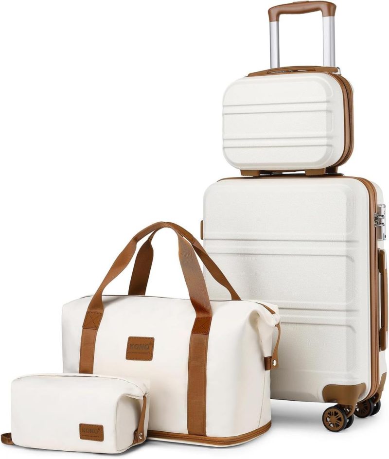 Luggage Sets | Luggage Set 4 Piece Carry On Hardside Luggage With Tsa Lock Spinner Wheels Carry On Suitcase Cream White Luggage Cream White