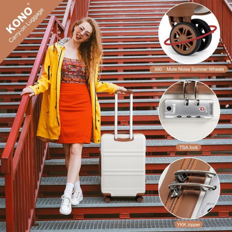 Luggage Sets | Luggage Set 4 Piece Carry On Hardside Luggage With Tsa Lock Spinner Wheels Carry On Suitcase Cream White Luggage Cream White