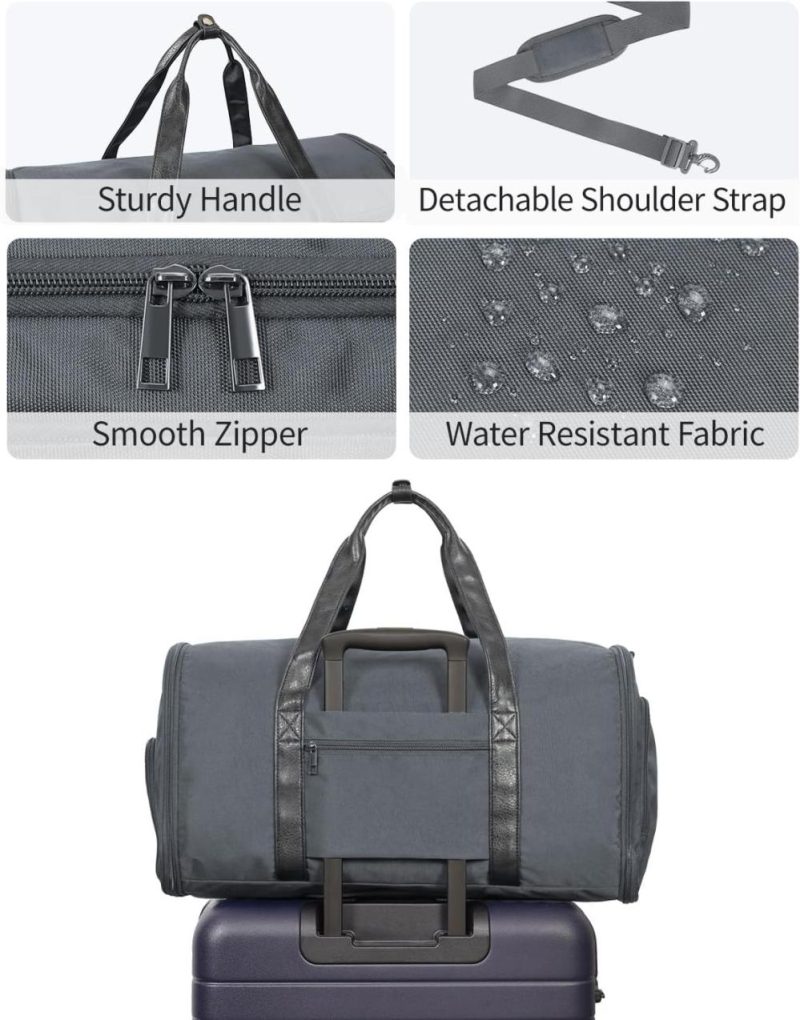 Garment Bags | Convertible Garment Bag For Travel, Carry On Garment Duffle Bag With Wet Pocket & Toiletry Bag, 2 In 1 Hanging Suitcase, Suit Travel Bag, Weekender Bag For Men Women(Grey) Garment Bags Garment Bags