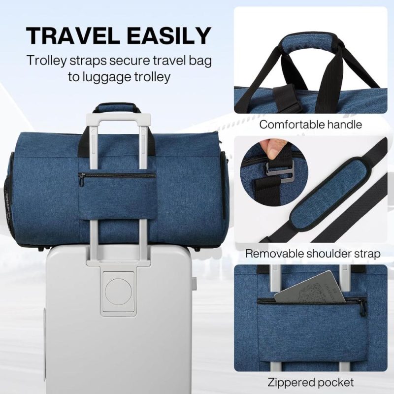 Garment Bags | Convertible Travel Garment Bag Carry On Duffle Bag For Men Women 56L Large Capacity 2 In 1 Hanging Dress Suit With Shoes Pouch, Sapphire Blue Garment Bags Garment Bags