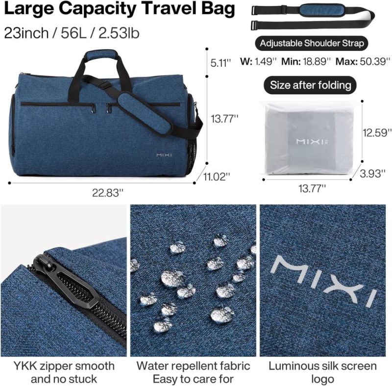 Garment Bags | Convertible Travel Garment Bag Carry On Duffle Bag For Men Women 56L Large Capacity 2 In 1 Hanging Dress Suit With Shoes Pouch, Sapphire Blue Garment Bags Garment Bags