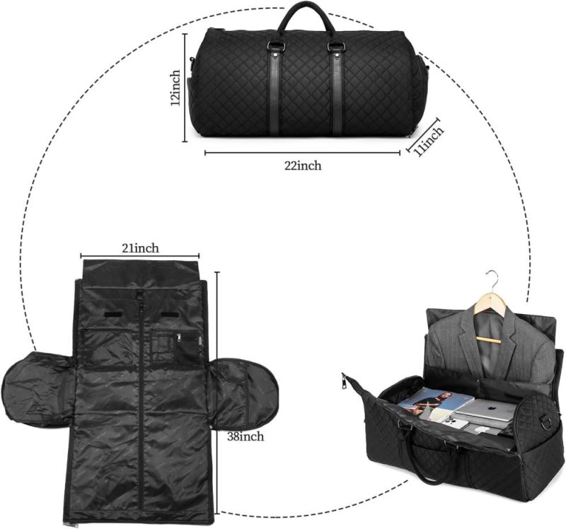 Garment Bags | Convertible Travel Garment Bag,Carry On Garment Duffel Bag For Women – 3 In 1 Garment Backpack Hanging Suitcase Suit Business Travel Bag Garment Bags Black