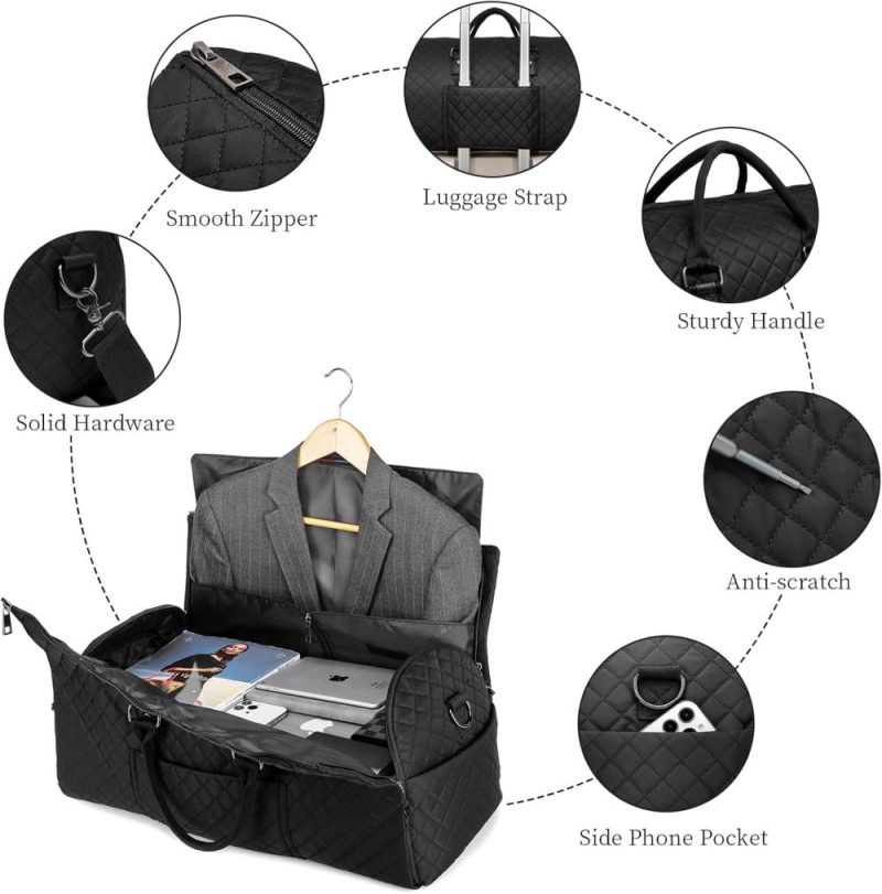 Garment Bags | Convertible Travel Garment Bag,Carry On Garment Duffel Bag For Women – 3 In 1 Garment Backpack Hanging Suitcase Suit Business Travel Bag Garment Bags Black