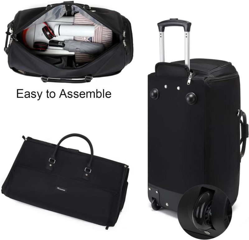 Garment Bags | Rolling Garment Bags, Large Garment Duffle Bag With Wheels, 3 In 1 Garment Suit Luggage Bag For Women Men Business Travel Weekender, Black Garment Bags Black