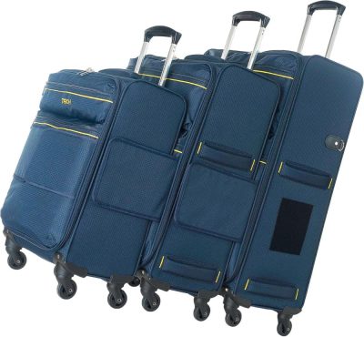 Luggage Sets | Lite Soft Connectable 3 Piece Luggage Set – 20, 24 & 28 Inch Luggage | Patented Built-In Connecting System | Rolling Suitcase Bags (Navy) Luggage Luggage Sets