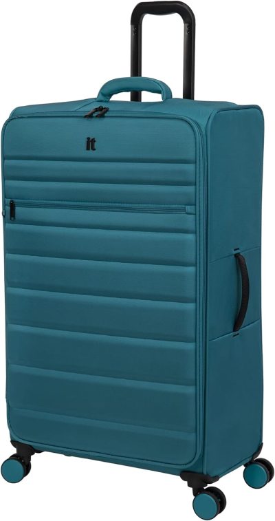 Suitcases | It Luggage Census 31" Softside Checked 8 Wheel Spinner, Teal Sea, 32" Luggage Suitcases