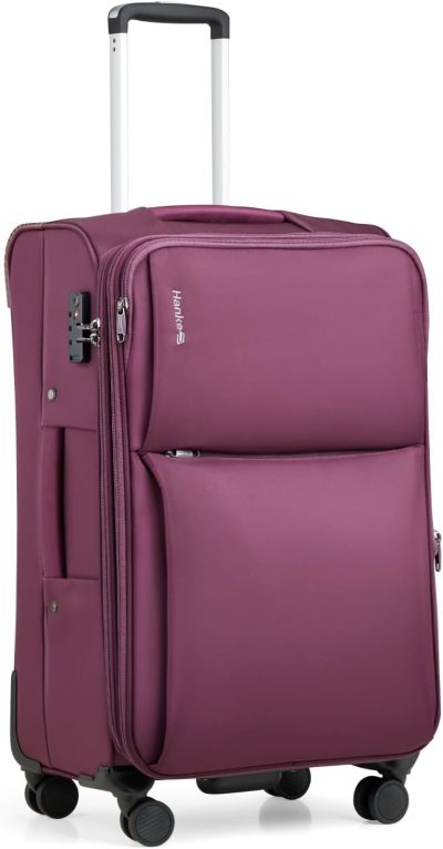 Suitcases | 24 Inch Luggage Expandable Softside Checked Suitcases With Spinner Wheels, Upright Rolling Luggage Suitcases With Tsa Lock Travel Roller Luggage Bag For Women Men(Purple) Luggage Purple