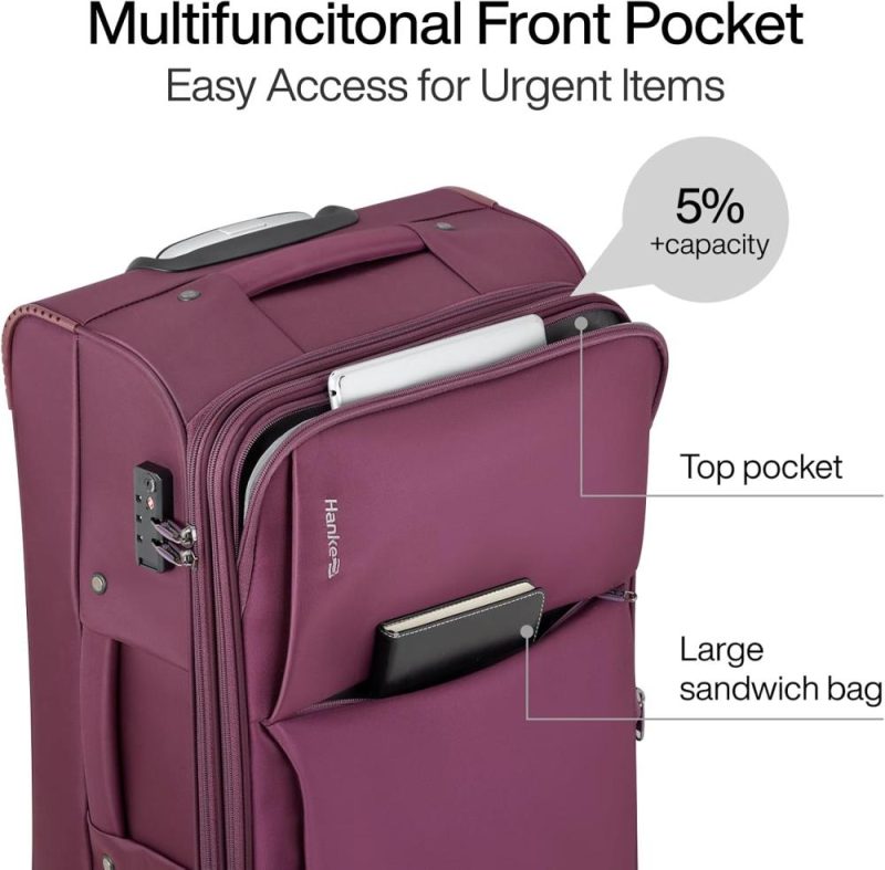 Suitcases | 24 Inch Luggage Expandable Softside Checked Suitcases With Spinner Wheels, Upright Rolling Luggage Suitcases With Tsa Lock Travel Roller Luggage Bag For Women Men(Purple) Luggage Purple