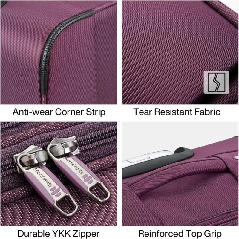 Suitcases | 24 Inch Luggage Expandable Softside Checked Suitcases With Spinner Wheels, Upright Rolling Luggage Suitcases With Tsa Lock Travel Roller Luggage Bag For Women Men(Purple) Luggage Purple