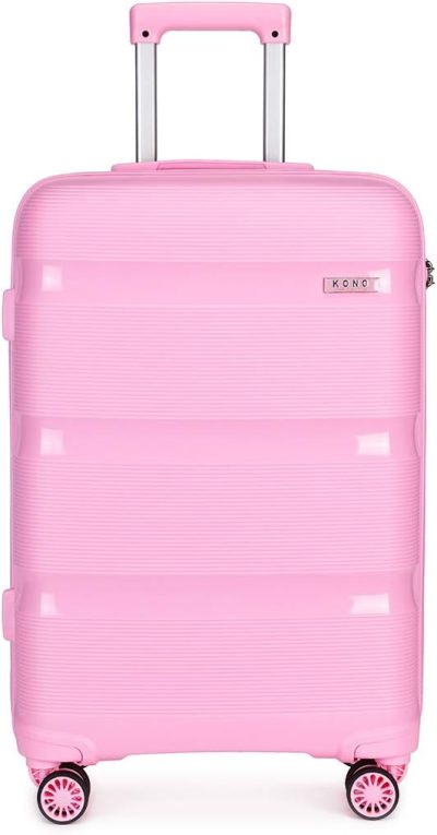 Suitcases | Carry On Luggage Hard Shell Travel Trolley 4 Spinner Wheels Lightweight Polypropylene Suitcase With Tsa Lock (Carry-On 21-Inch, Pink) Luggage Pink