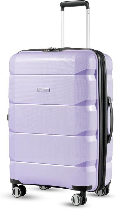 Suitcases | Checked Luggage With Spinner Wheels, Pp Lightweight Suitcase For Travel (Purple, 24 Inch) Luggage Suitcases