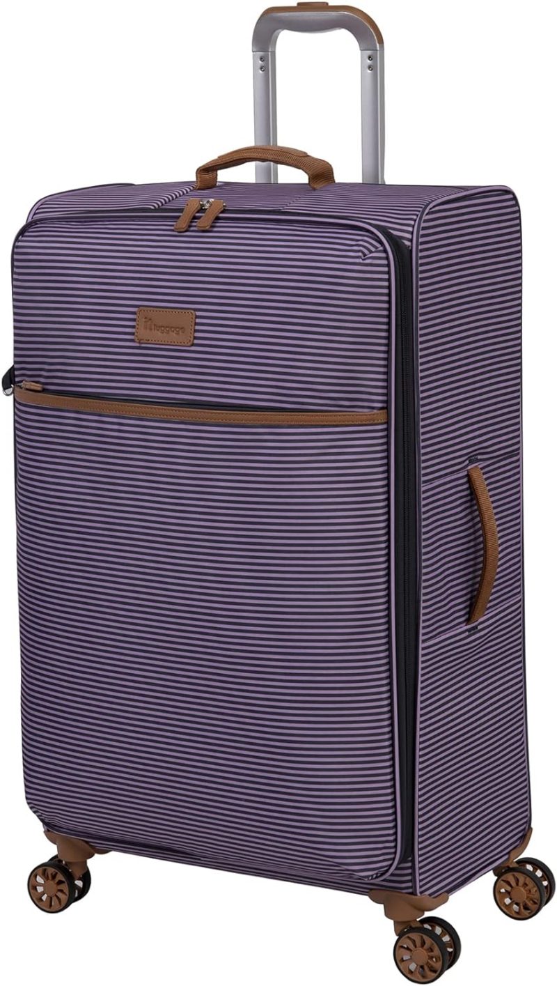 Suitcases | It Luggage Beach Stripes 30" Softside Checked 8 Wheel Spinner, Blue/Pink Luggage Blue / Pink