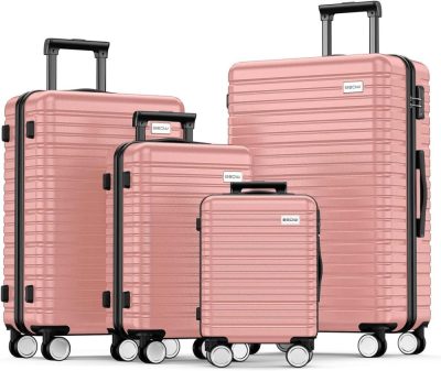 Suitcases | Luggage Sets 4-Piece (16/20/24/28)" Expandable Suitcases With Wheels Pc+Abs Durable Hardside Luggage Clearance Pink Luggage Pink