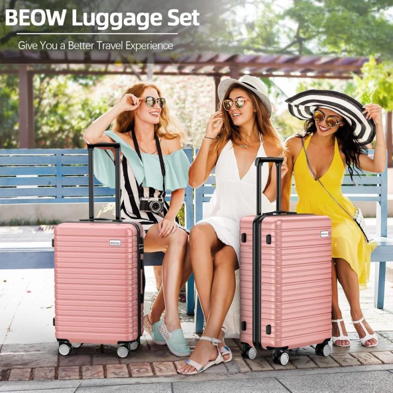 Suitcases | Luggage Sets 4-Piece (16/20/24/28)" Expandable Suitcases With Wheels Pc+Abs Durable Hardside Luggage Clearance Pink Luggage Pink