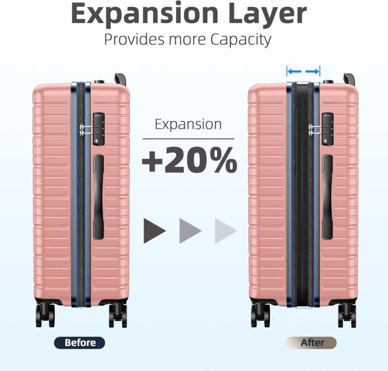 Suitcases | Luggage Sets 4-Piece (16/20/24/28)" Expandable Suitcases With Wheels Pc+Abs Durable Hardside Luggage Clearance Pink Luggage Pink