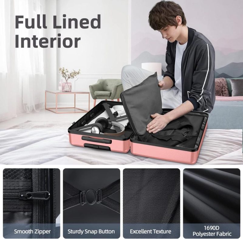 Suitcases | Luggage Sets 4-Piece (16/20/24/28)" Expandable Suitcases With Wheels Pc+Abs Durable Hardside Luggage Clearance Pink Luggage Pink